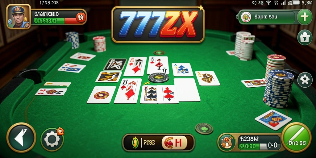 Gameplay seru Gaple di 777ZX dengan teman-teman.