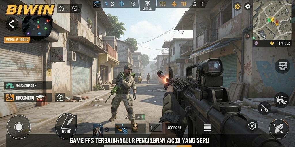 Tampilan gameplay seru dari BIWIN dengan aksi tembak-menembak yang intens.