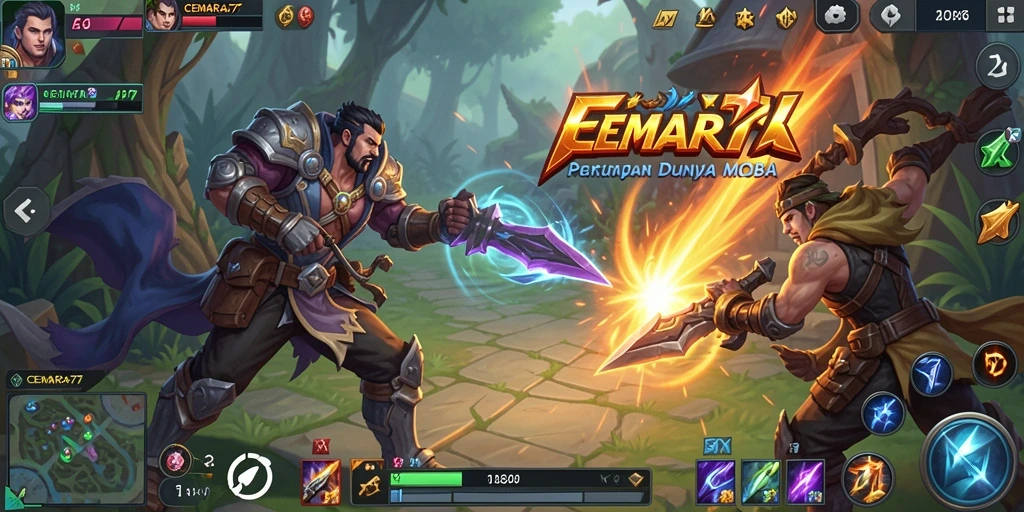 Gameplay seru CEMARA77 dengan grafis menarik dan pertarungan intens.