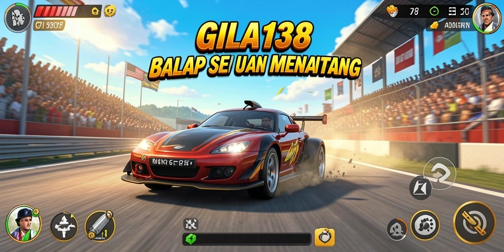 Tangkapan layar gameplay GILA138 yang menunjukkan balapan seru di lintasan.