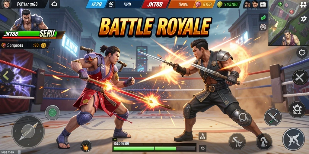 Gameplay seru dalam JKT88 dengan elemen Battle Royale yang mendebarkan.