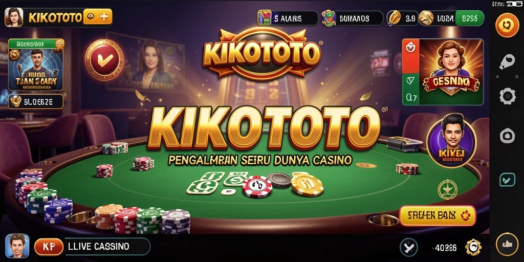 Screenshot KIKOTOTO menampilkan dealer langsung dan suasana permainan kasino yang mendebarkan.