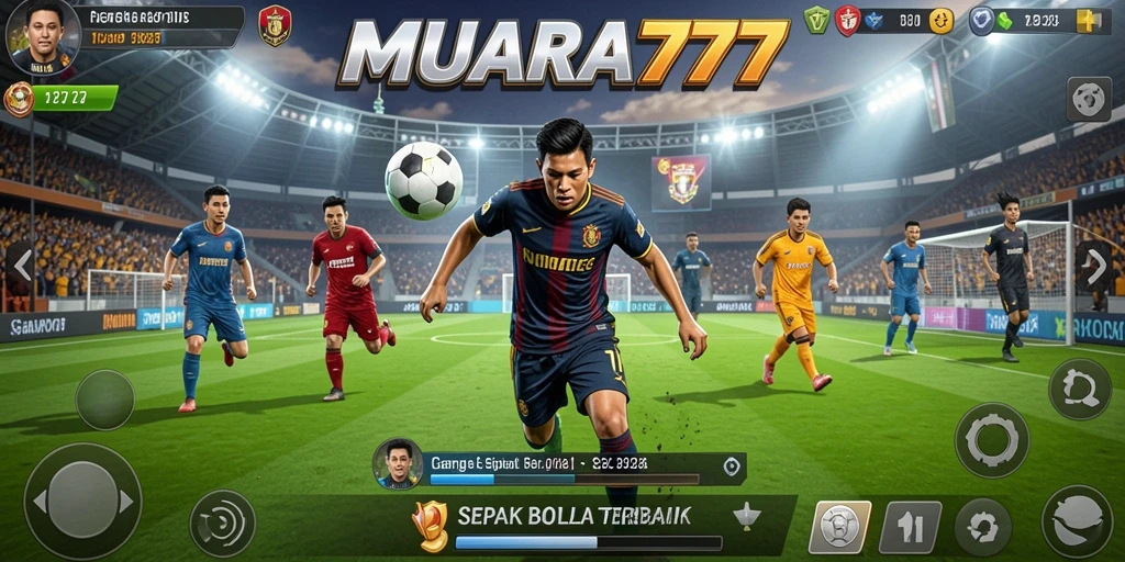 Tampilan gameplay seru dalam MUARA777 yang penuh aksi sepak bola.