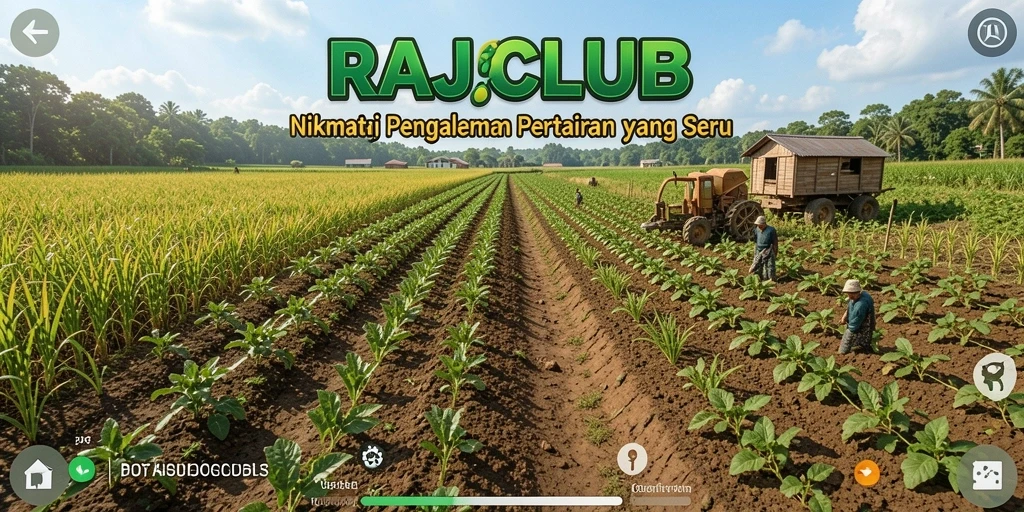 Tangkapan layar RAJACLUB dengan aksi bertani yang menarik.