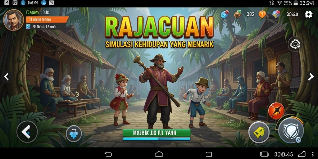 Screenshot gameplay RAJACUAN menampilkan interaksi karakter yang menarik.