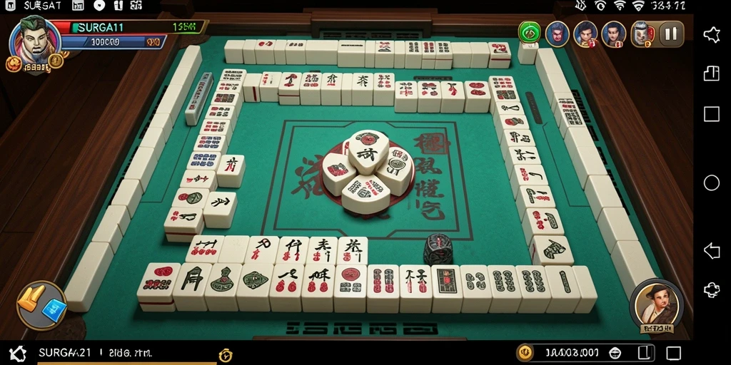 Tampilan utama gameplay Mahjong SURGA11 dengan ubin berwarna-warni.