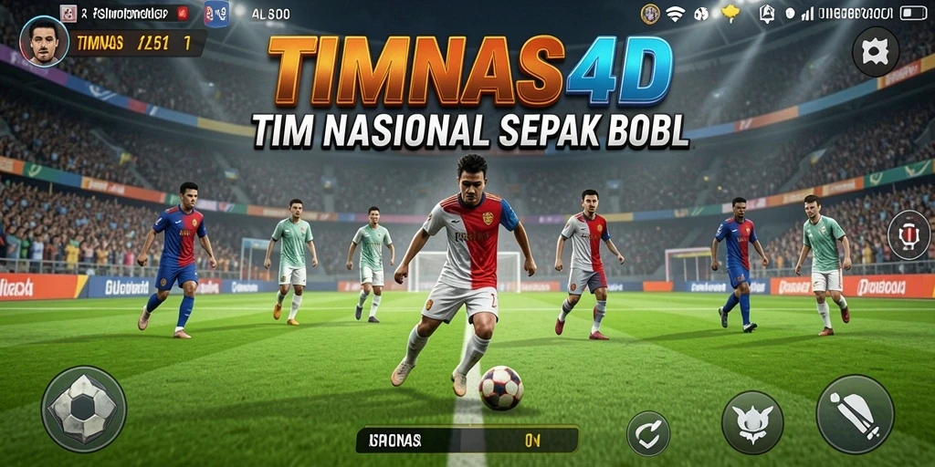 Tampilan gameplay TIMNAS4D dengan simulasi tim nasional sepak bola.